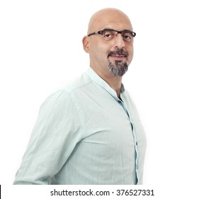 Portrait Of Man On White Background