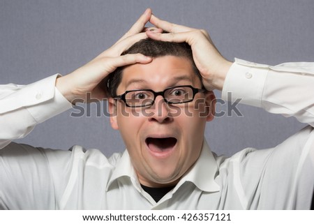 Portrait of a man in panic