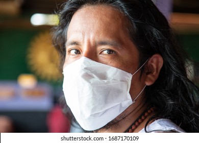 Portrait Of Man Wearing Face Mask To Protect From Coronavirus, COVID-19, In India