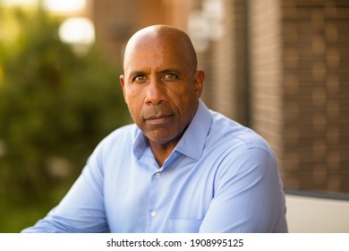 Portrait Of A Mature African American Man Sitting Outside