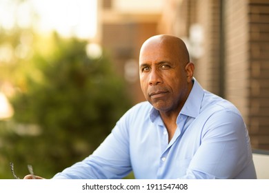 Portrait Of A Mature African American Man Sitting Outside