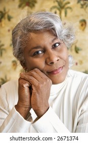 Portrait Of Mature African American Woman Looking At Viewer.