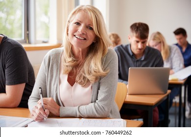 Portrait Of Mature Woman Attending Adult Education Class - Shutterstock ID 760449262