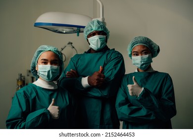 Portrait of Medical Team Performing Surgical Operation in Modern Operating Room.