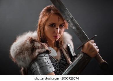 Portrait Medieval Woman Warrior Chain Mail Stock Photo 2000928074 ...