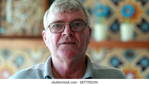 Portrait Of Middle Age Man Looking At Camera, Face Of Senior Retired Person