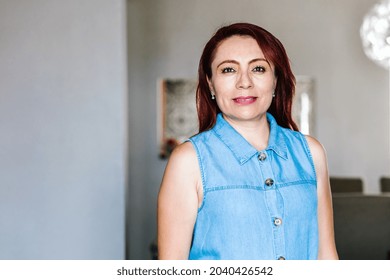 Portrait Of Middle Aged Hispanic Woman At Home In Latin America