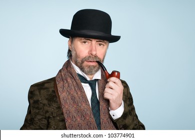 Portrait of middle aged man with a pipe. - Powered by Shutterstock