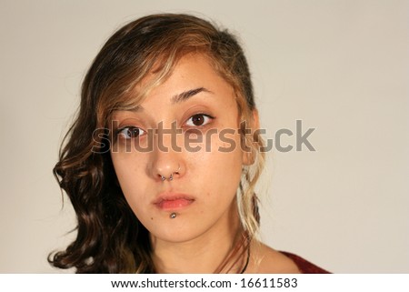 Portrait of a Mixed Race Retro Young Woman