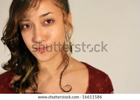 Portrait of a Mixed Race Retro Young Woman