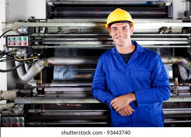 Portrait Of Modern Printing Press Operator In Factory