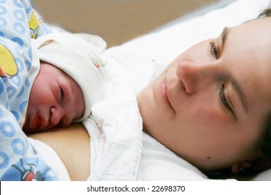 Portrait Of Mother And Just Born Baby