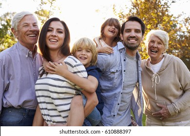 Portrait Of Multi Generation Family Standing In Park