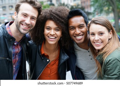 Portrait of multi-ethnic friends in New york