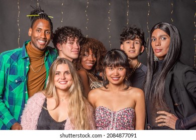 Portrait of multi-ethnic friends posing and looking at camera