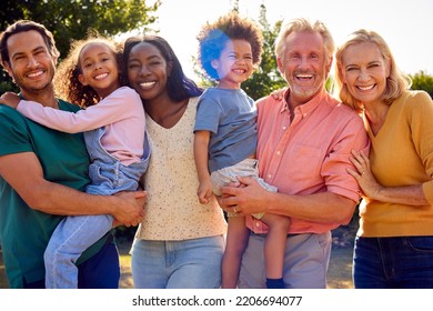 Portrait Of Multi-Generation Family At Home In Garden Together - Shutterstock ID 2206694077