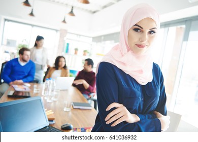 Portrait Of Muslim Business Woman Wearing Hijab
