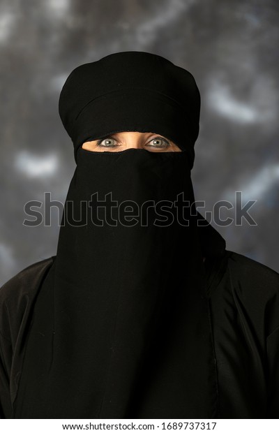 Portrait Muslim Woman Her Face Covered Stock Photo (Edit Now) 1689737317