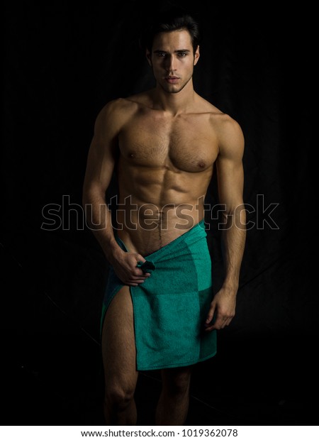 Portrait Naked Handsome Young Man Languishing Stock Photo 