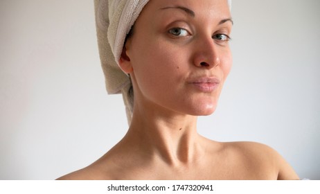 Portrait Naked Woman Towel Wrapped Around Stock Photo Shutterstock