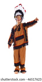 Portrait Of A Native American Boy In A Studio