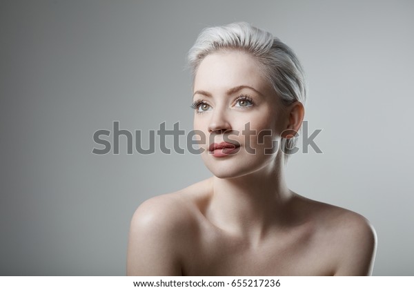 Portrait Natural Beauty Woman Short Platinum Stock Photo Edit Now