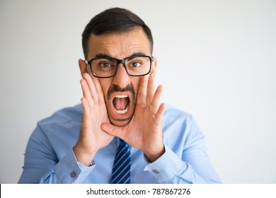 Portrait of Nervous Businessman Shouting