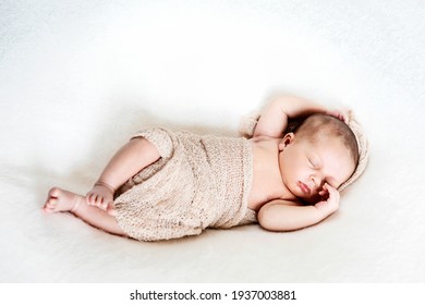 Portrait Of A Newborn Baby Boy. High Quality Photo