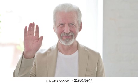 Portrait Of Old Man Waving, Welcoming