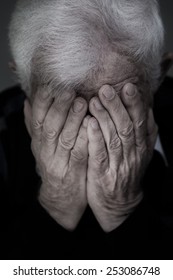 Portrait Of Old Man With White Hair Crying 