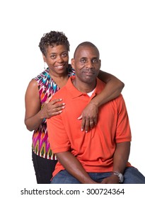 Portrait Of An Older Couple Standing Close And Looking At Each Other Isolated