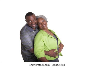 Portrait Of An Older Couple Standing Close Isolated