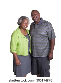 Portrait Of An Older Couple Standing Close Isolated