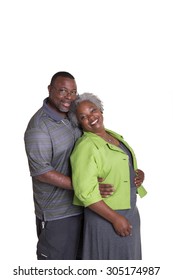 Portrait Of An Older Couple Standing Close Isolated