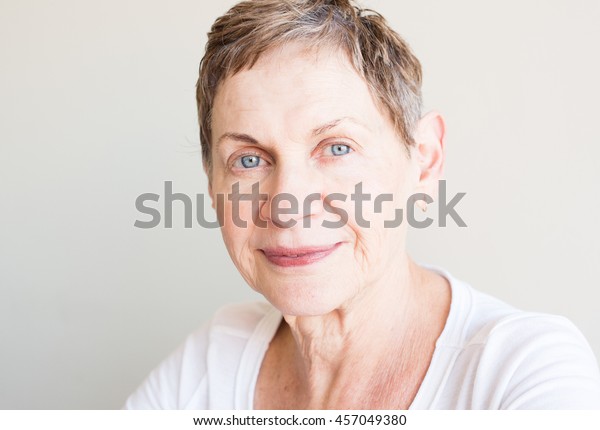 Portrait Older Woman Short Hair White Stock Photo Edit Now 457049380