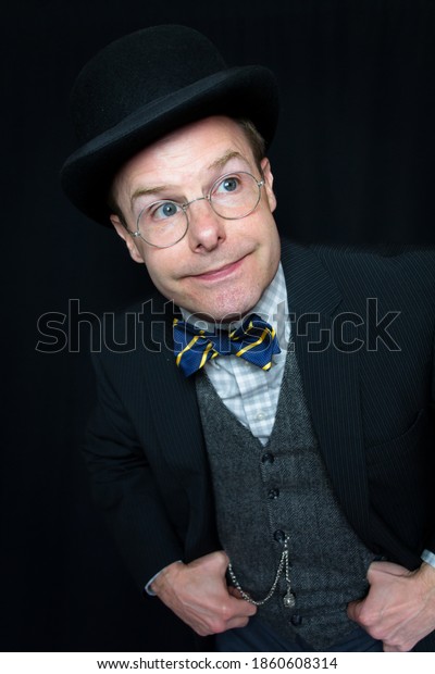 Portrait On Man Dark Suit Bowler Stock Photo 1860608314 | Shutterstock