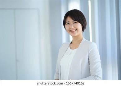 Portrait of one indoor Japanese woman
