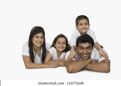 Happy Attractive Hispanic Family Portrait Isolated Stock Photo ...