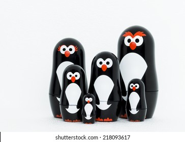 Portrait of penguin toy figure family 