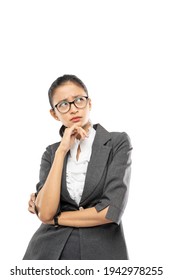 Portrait Of A Pensive Asian Business Woman Looking Away