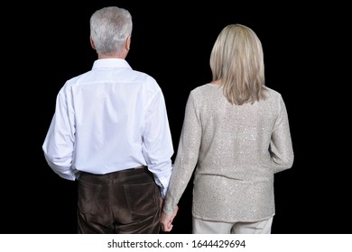 Portrait of a perfect old couple, back view
