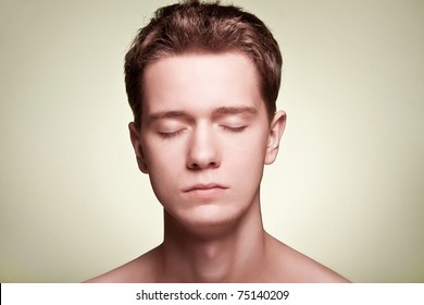 Portrait of a person with closed eyes