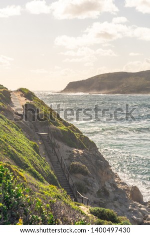 Similar – Image, Stock Photo Steep wooden staircase