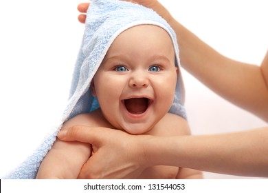 Portrait of a playful child on a light background - Shutterstock ID 131544053