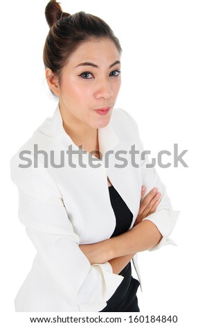 Portrait of playful and kittenish business woman