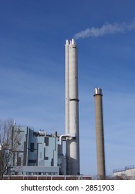 portrait of power plant in blue sky - Shutterstock ID 2851903