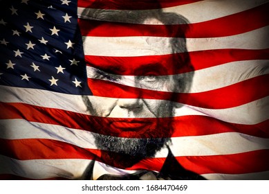 Portrait of President Abraham Lincoln and American flag, 4th of July, Civil War, united states president, history, historical, honest, holidays, famous, slavery, racism, black lives matter, battle