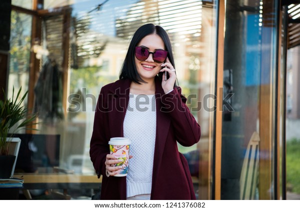 Portrait Pretty Girl Dark Hair Burgundy Stock Photo Edit Now