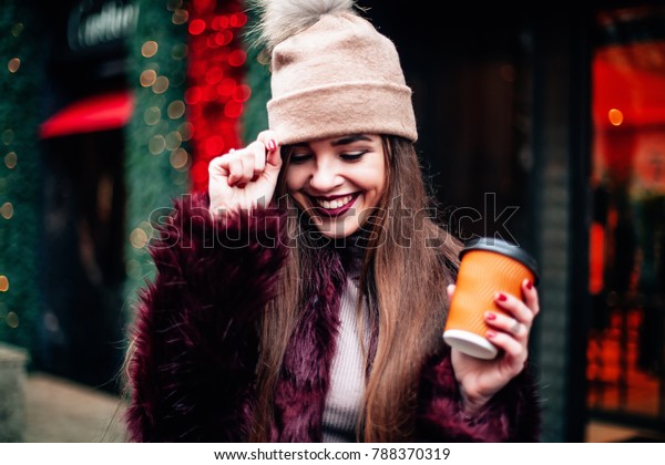 Portrait Pretty Girl Long Hair Burgundy Stock Photo Edit Now
