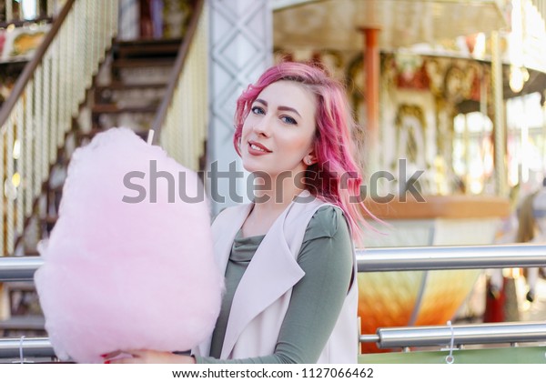 Portrait Pretty Pink Hair Girl Short Stock Photo Edit Now 1127066462